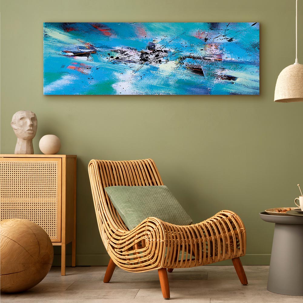 Abstract Winter Snow Fun Narrow Canvas Print