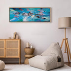 Abstract Winter Snow Fun Narrow Canvas Print