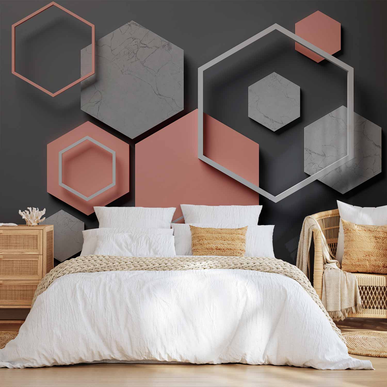 Abstract Hexagon Pattern Modern Wall Mural