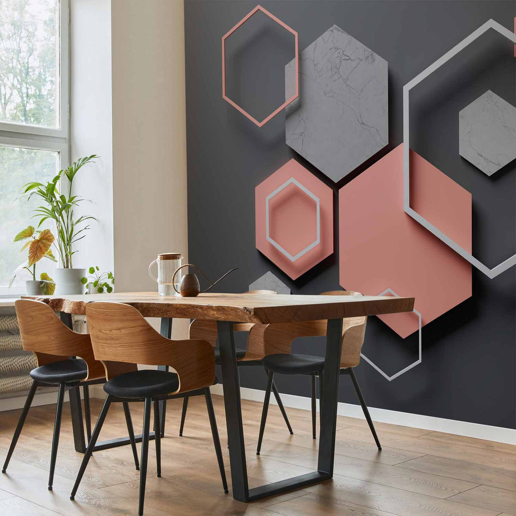 Abstract Hexagon Pattern Modern Wall Mural