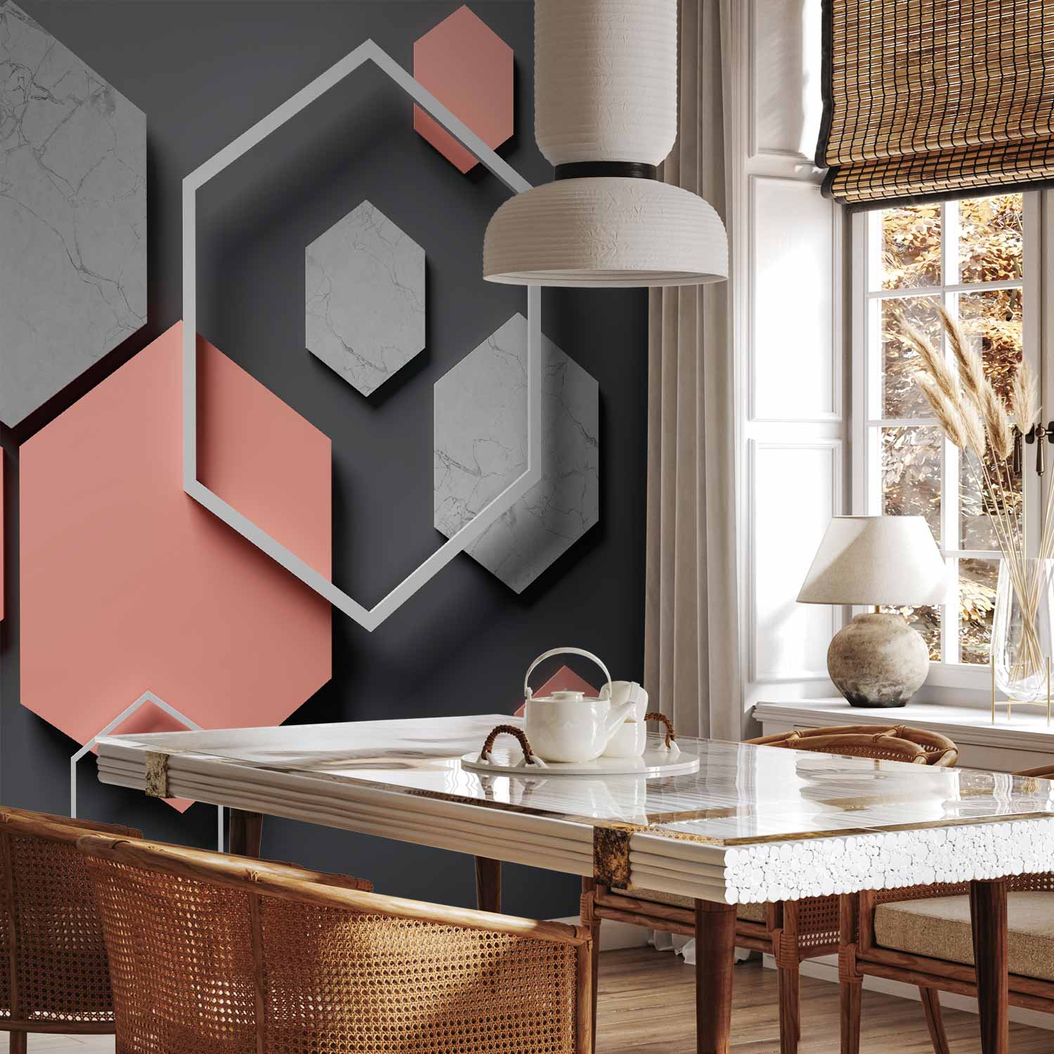 Abstract Hexagon Pattern Modern Wall Mural