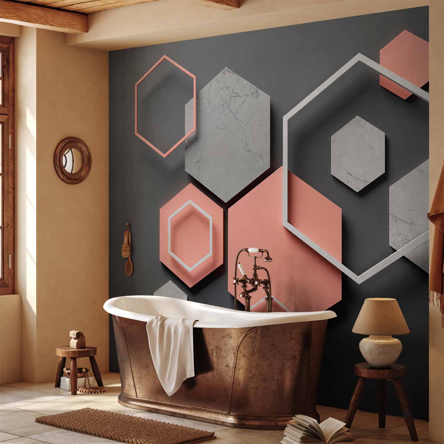 Abstract Hexagon Pattern Modern Wall Mural