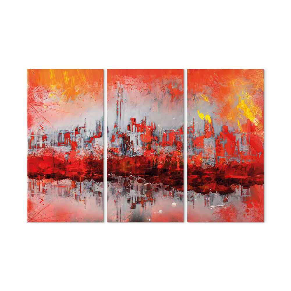 New York Sunset Cityscape 3-Part Canvas Print
