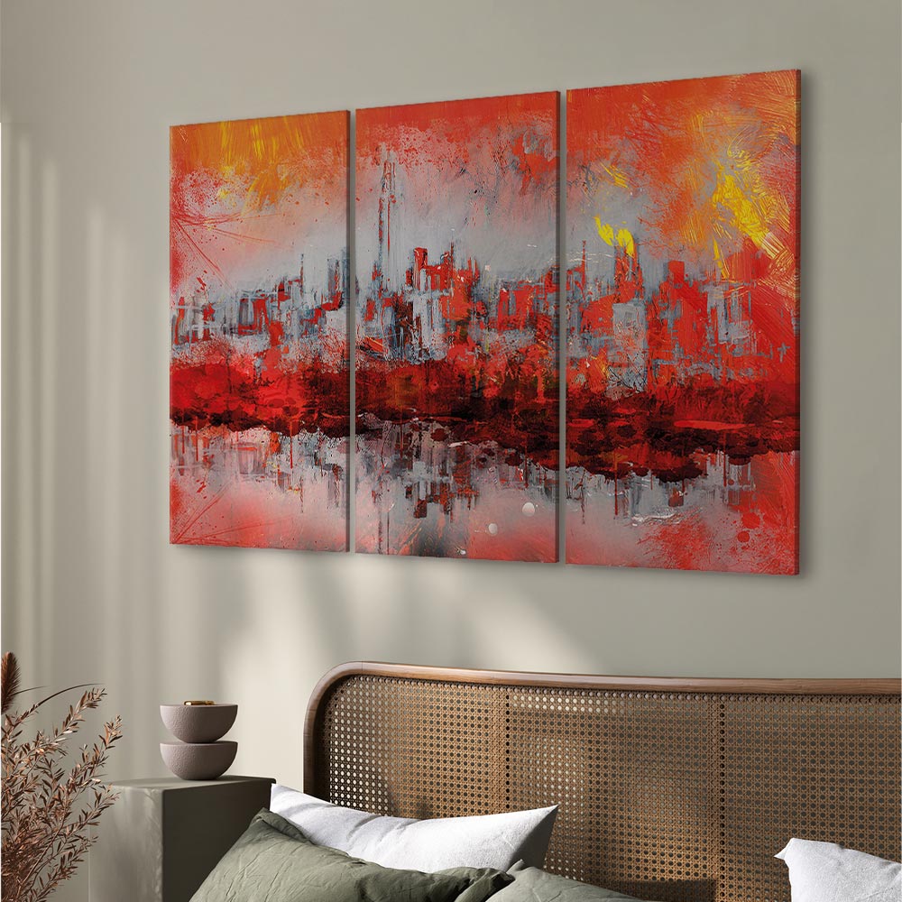 New York Sunset Cityscape 3-Part Canvas Print