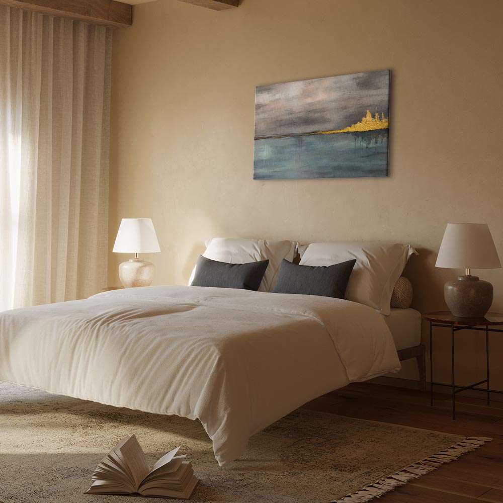 Golden Abstract City Canvas Print