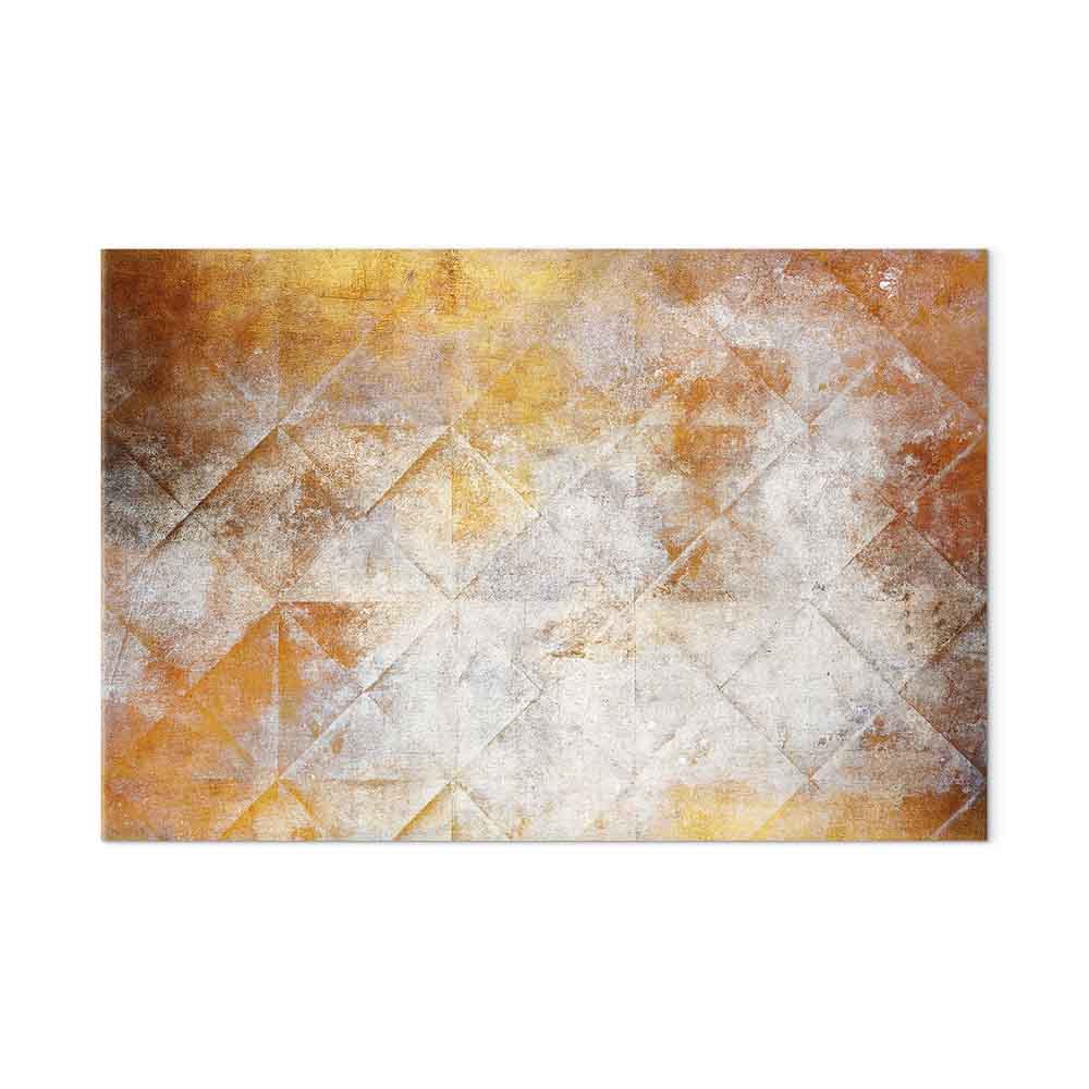 Golden Geometric Abstract Wide Canvas Print