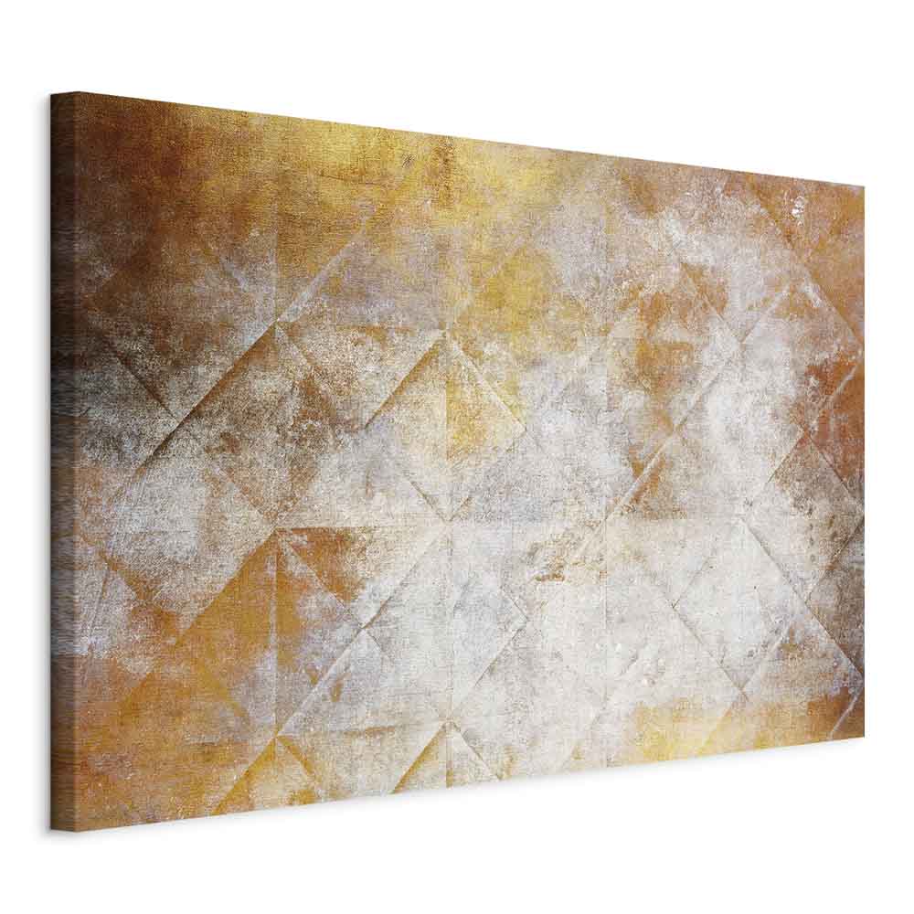 Golden Geometric Abstract Wide Canvas Print