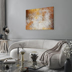 Golden Geometric Abstract Wide Canvas Print