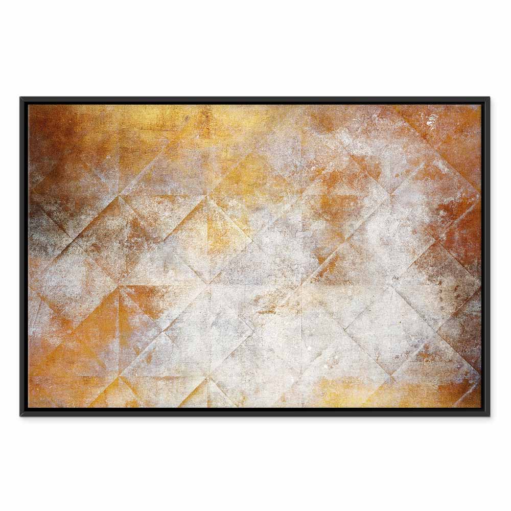 Golden Geometric Abstract Wide Canvas Print