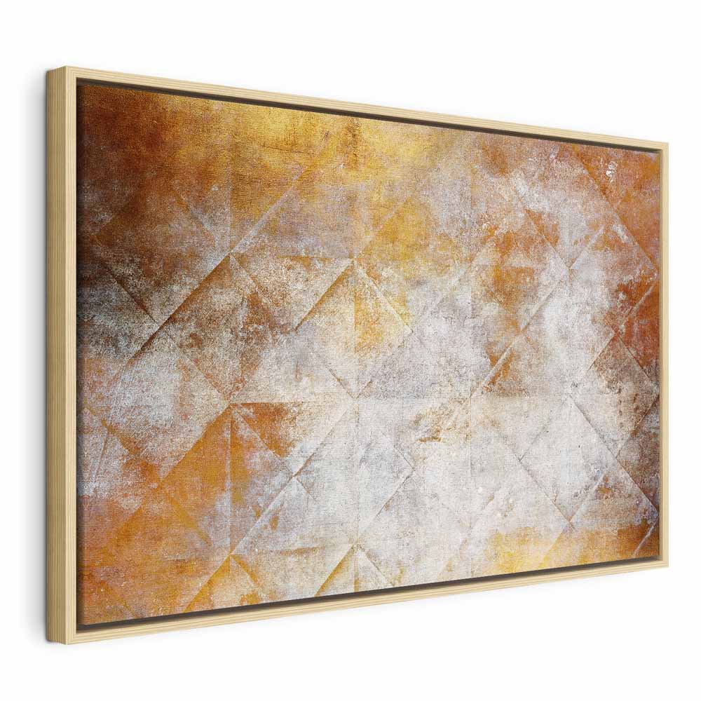 Golden Geometric Abstract Wide Canvas Print
