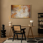 Golden Geometric Abstract Wide Canvas Print