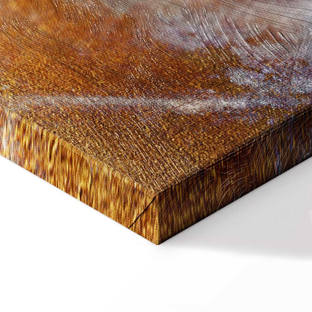 Golden Geometric Abstract Wide Canvas Print