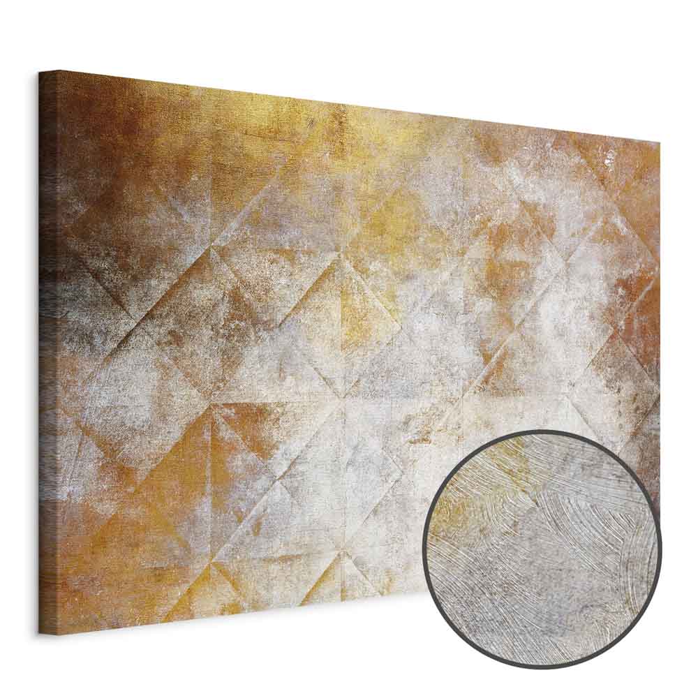 Golden Geometric Abstract Wide Canvas Print