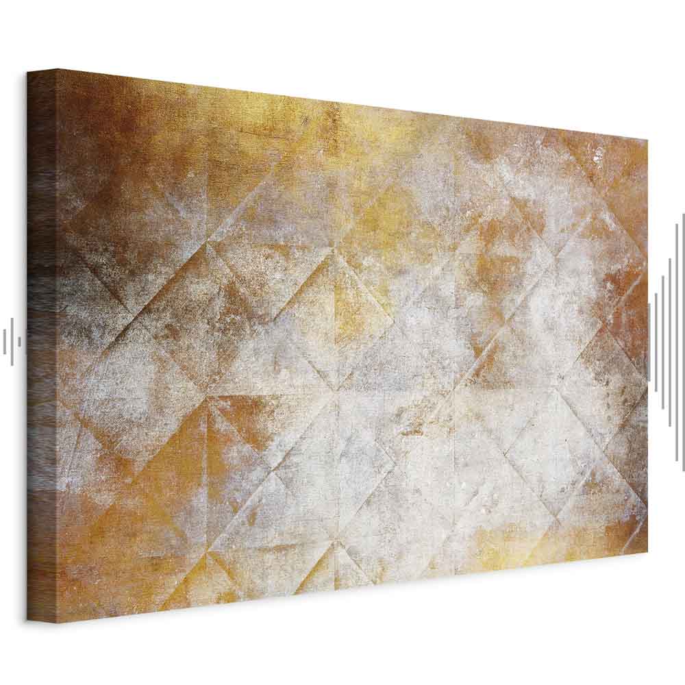 Golden Geometric Abstract Wide Canvas Print