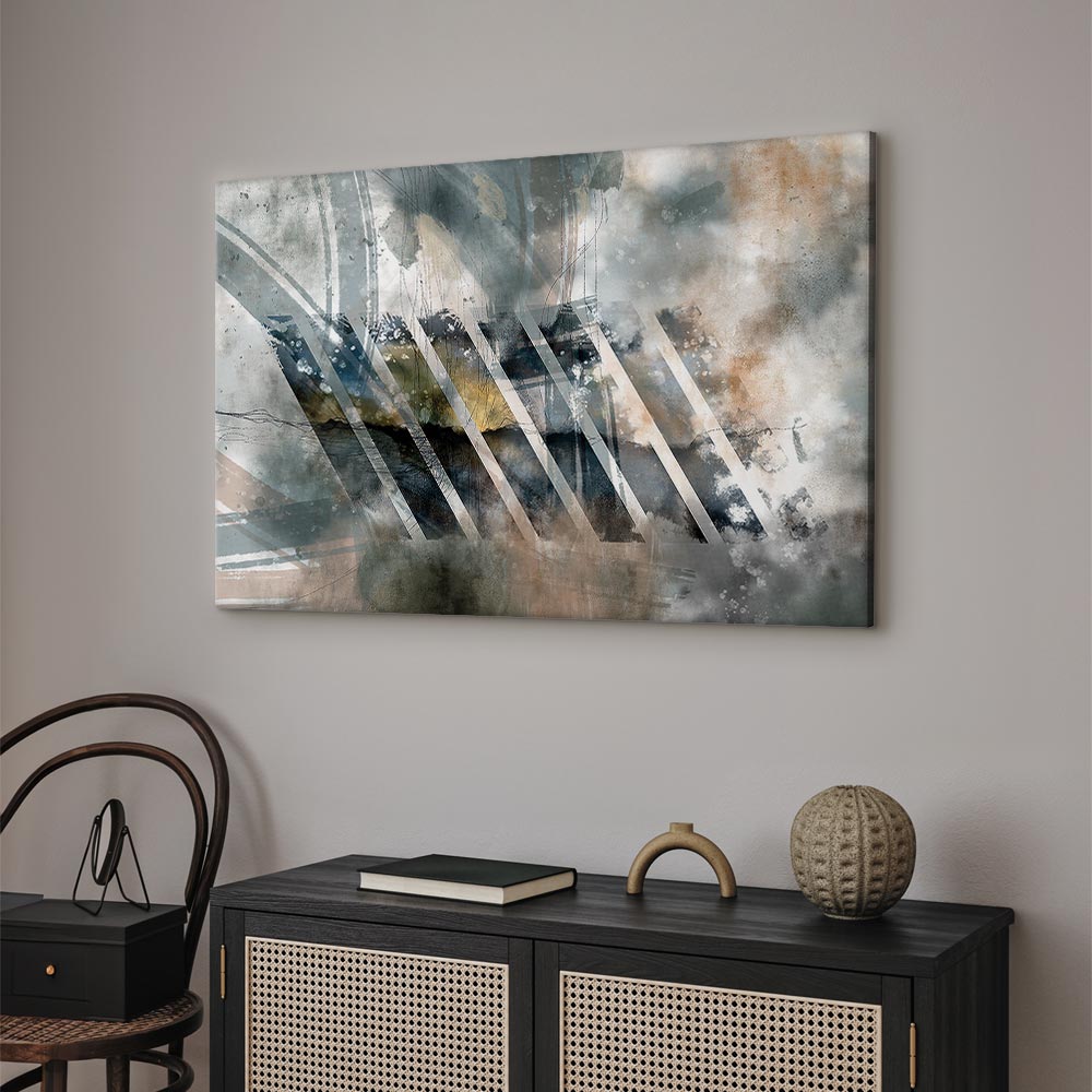 Abstract Stripes and Clouds Wide Canvas Print