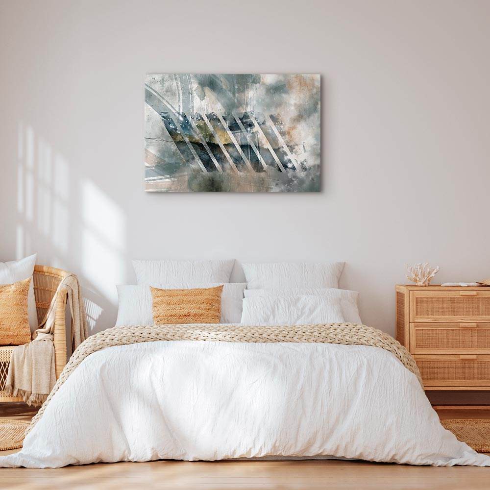 Abstract Stripes and Clouds Wide Canvas Print