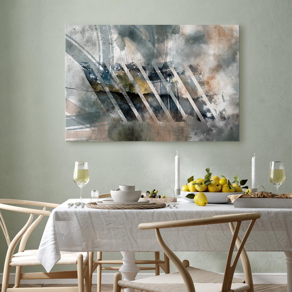 Abstract Stripes and Clouds Wide Canvas Print