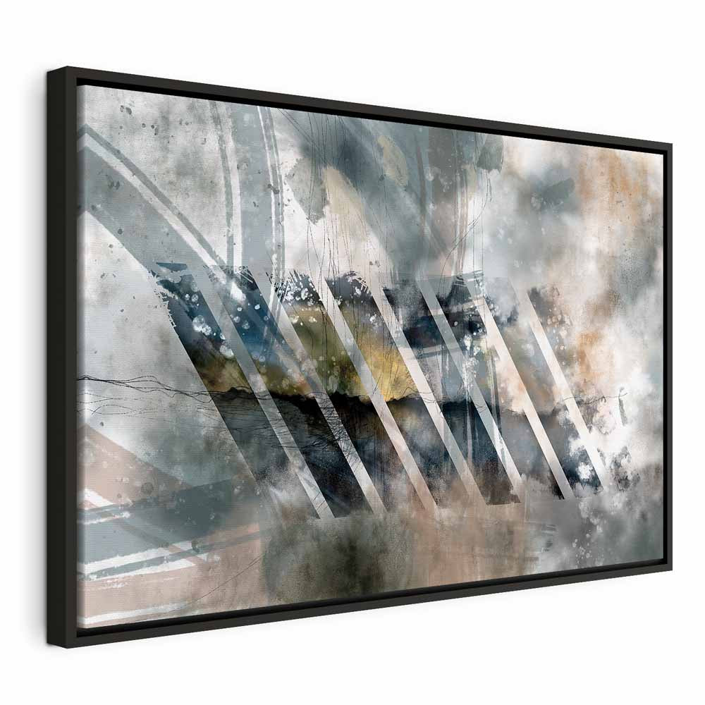 Abstract Stripes and Clouds Wide Canvas Print