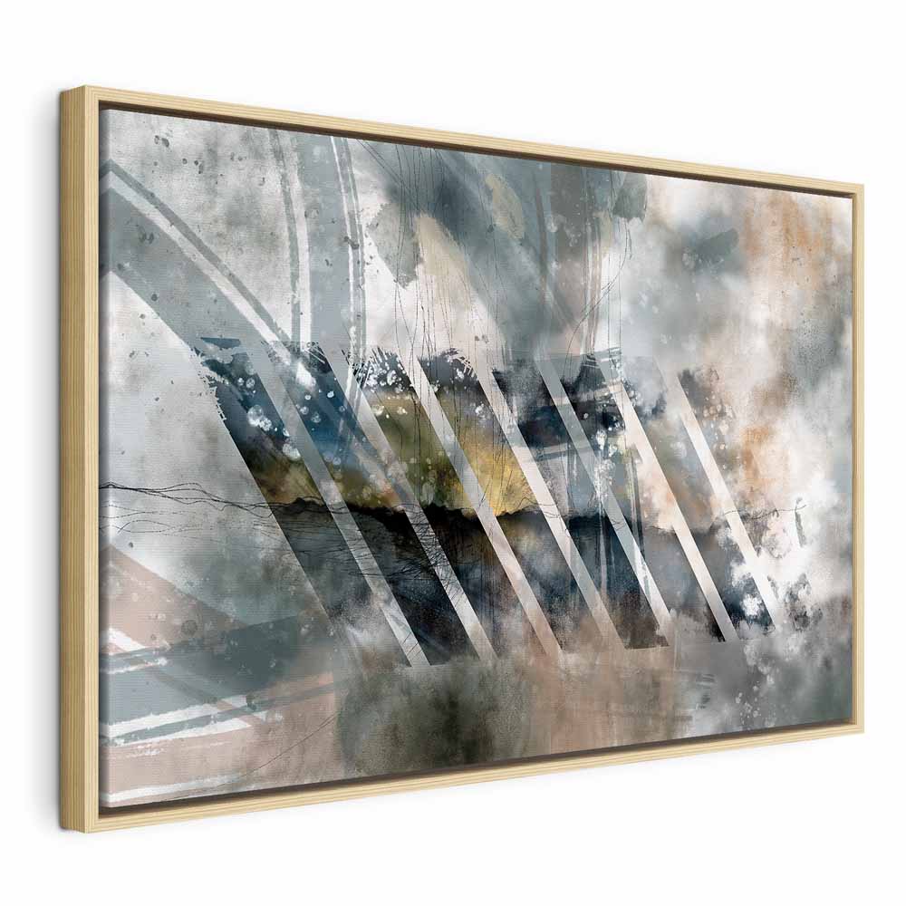 Abstract Stripes and Clouds Wide Canvas Print