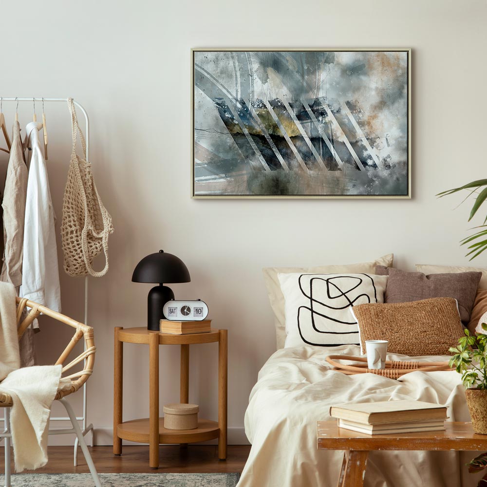 Abstract Stripes and Clouds Wide Canvas Print