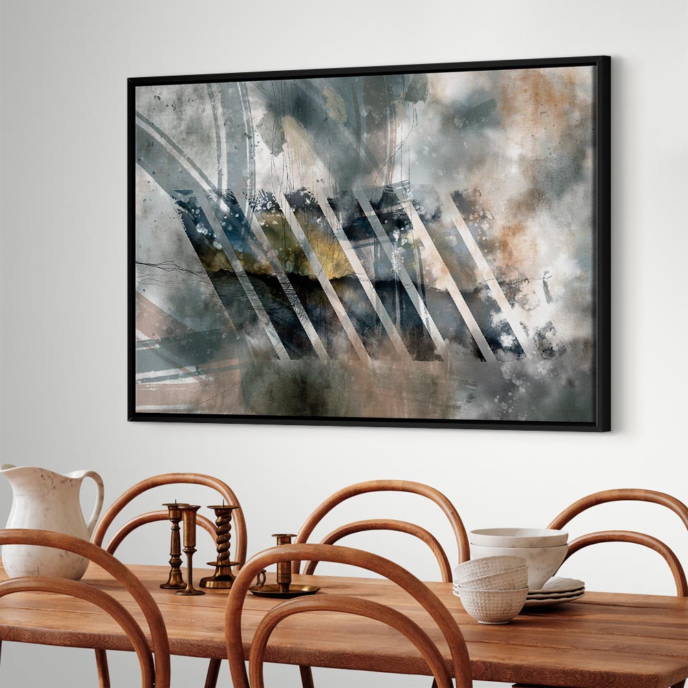 Abstract Stripes and Clouds Wide Canvas Print