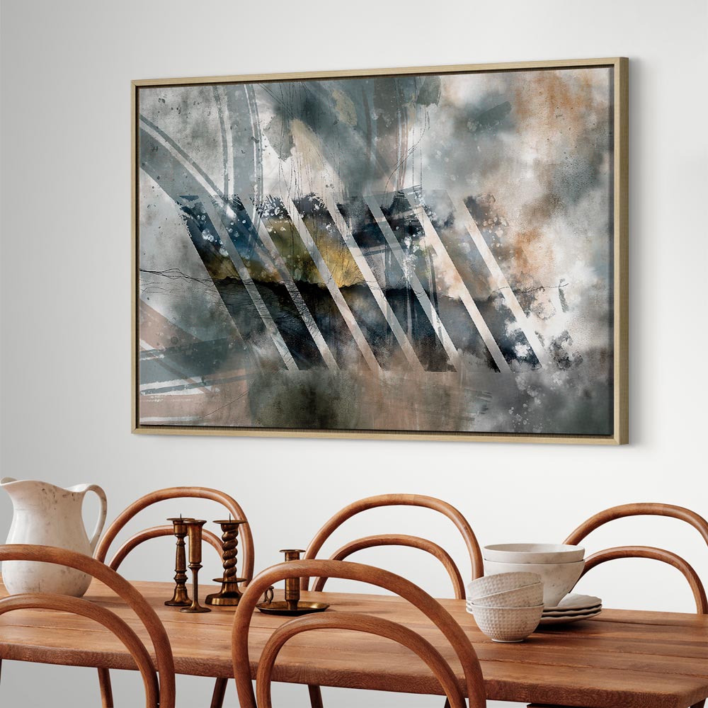 Abstract Stripes and Clouds Wide Canvas Print