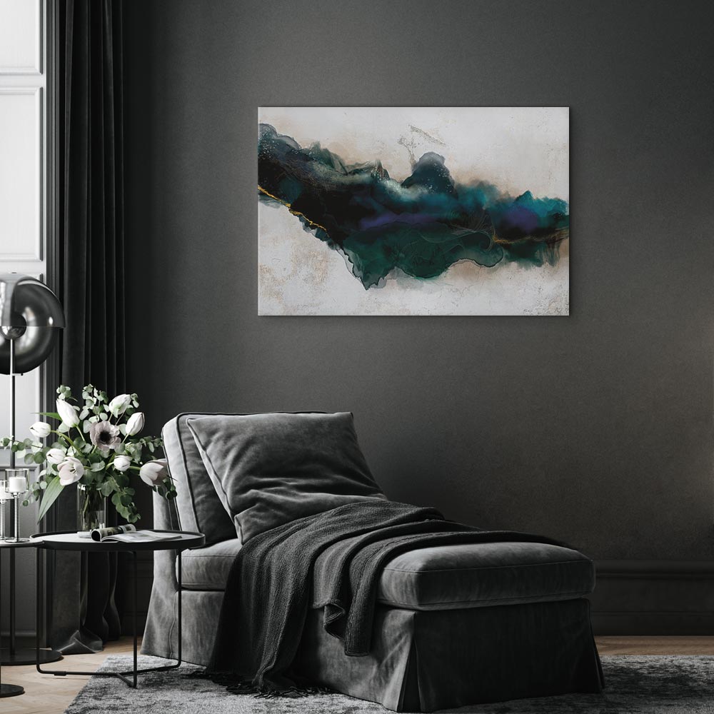 Blue Watercolor Abstract Wide Canvas Print