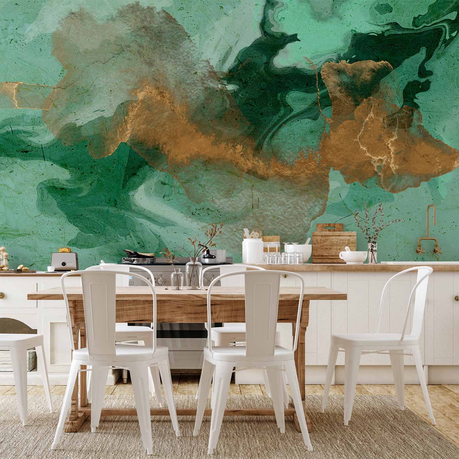 Abstract Malachite Watercolor Texture Wall Mural