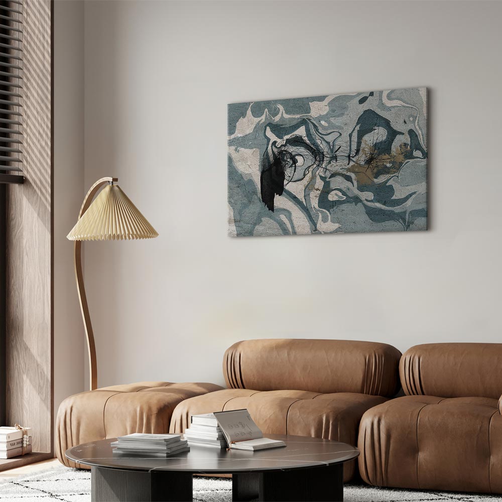 Marbled Reflection Abstract Wide Canvas Print