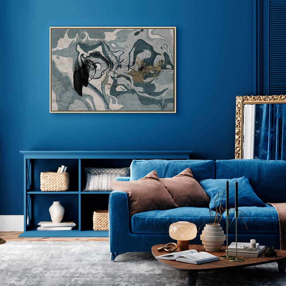 Marbled Reflection Abstract Wide Canvas Print