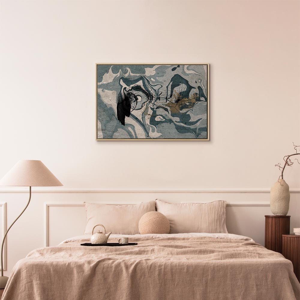 Marbled Reflection Abstract Wide Canvas Print