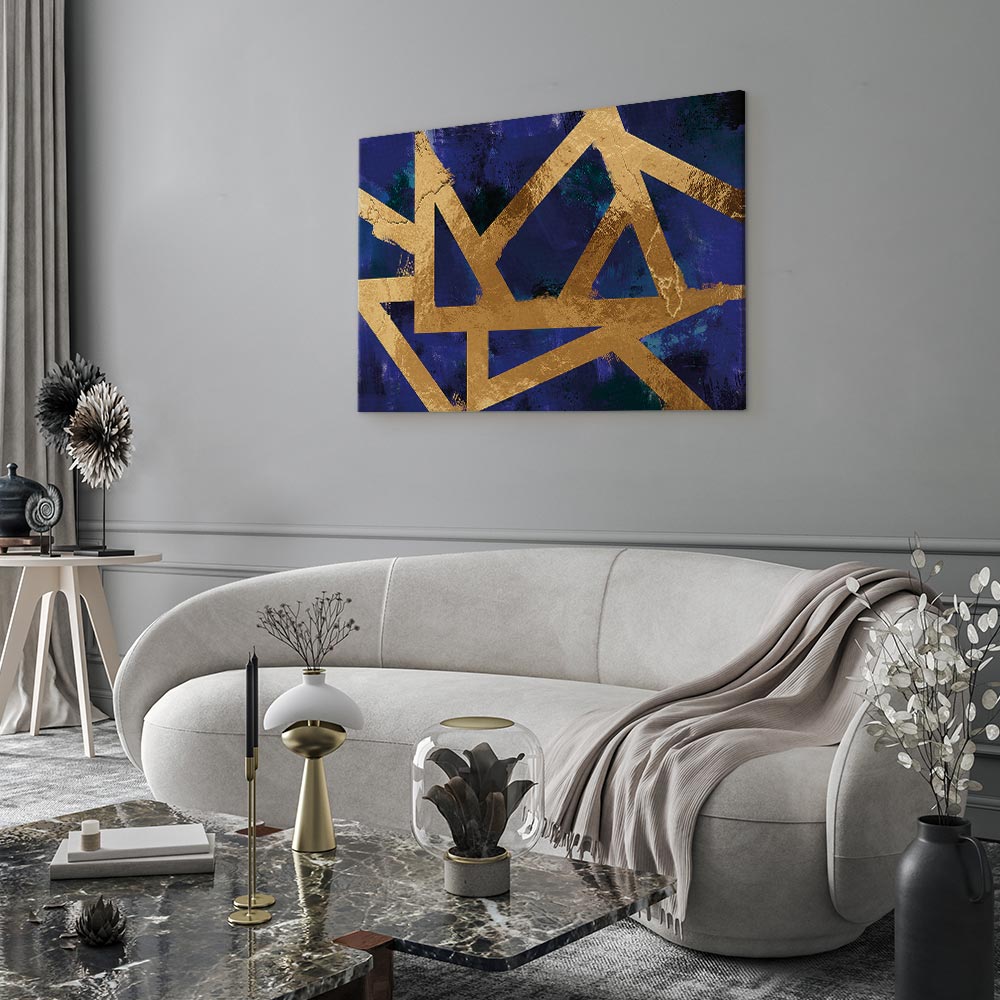 Golden Geometric Abstract Canvas Print