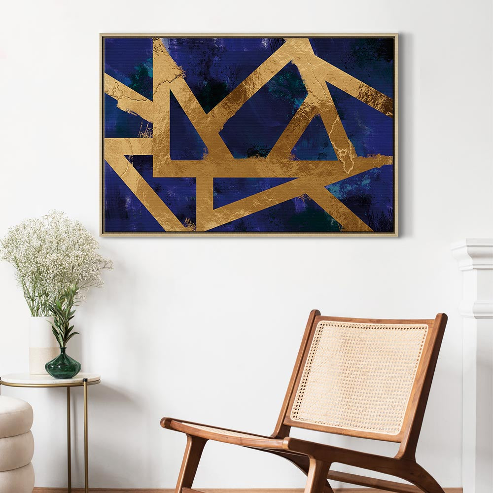 Golden Geometric Abstract Canvas Print
