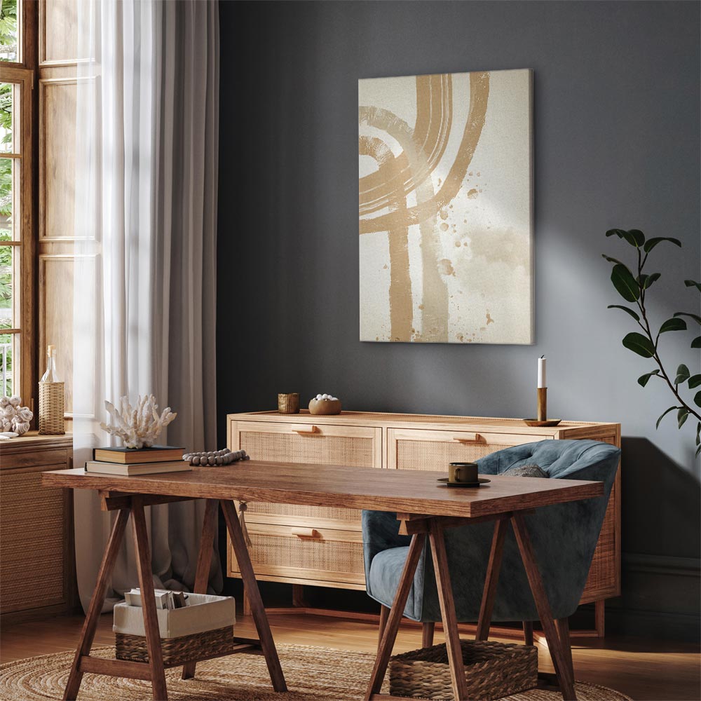 Beige Minimalist Abstract Vertical Canvas Print