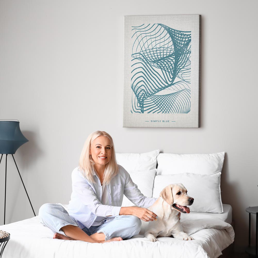 Simple Blue Abstract Vertical Canvas Print