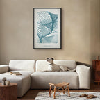 Simple Blue Abstract Vertical Canvas Print