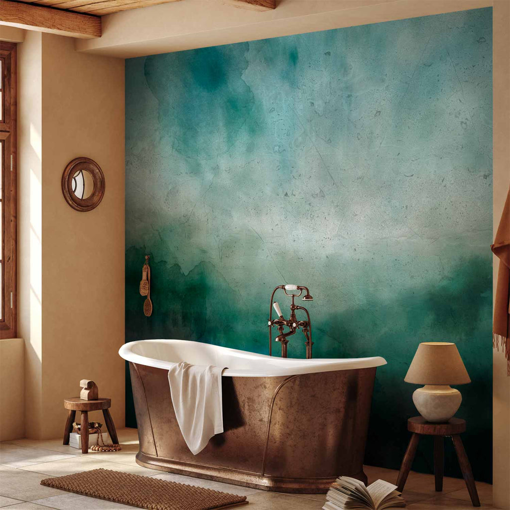 Malachite Watercolor Abstract Landscape Wall Mural