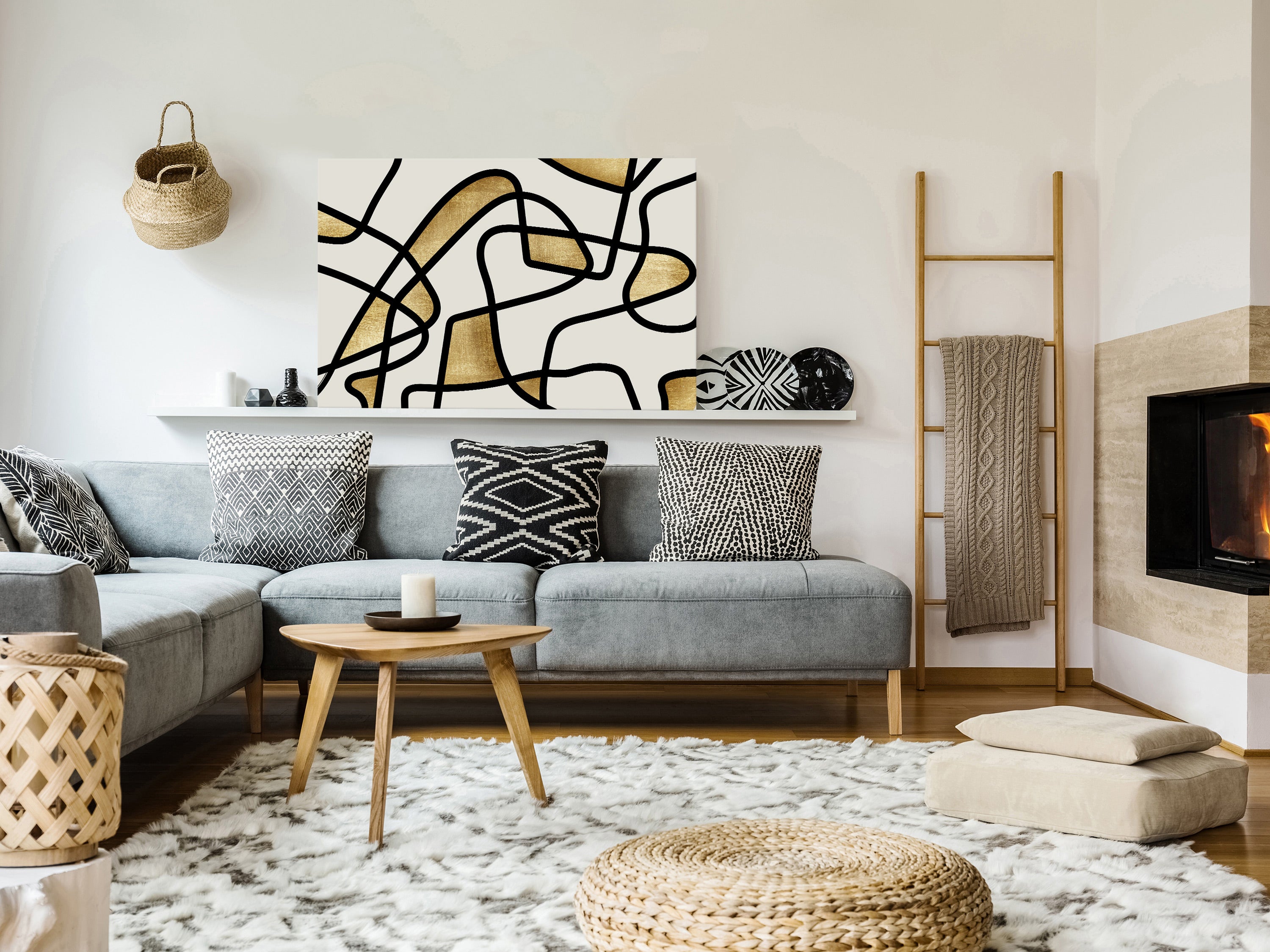 Canvas Print Golden Spiral Wide Artwork for Stylish Spaces