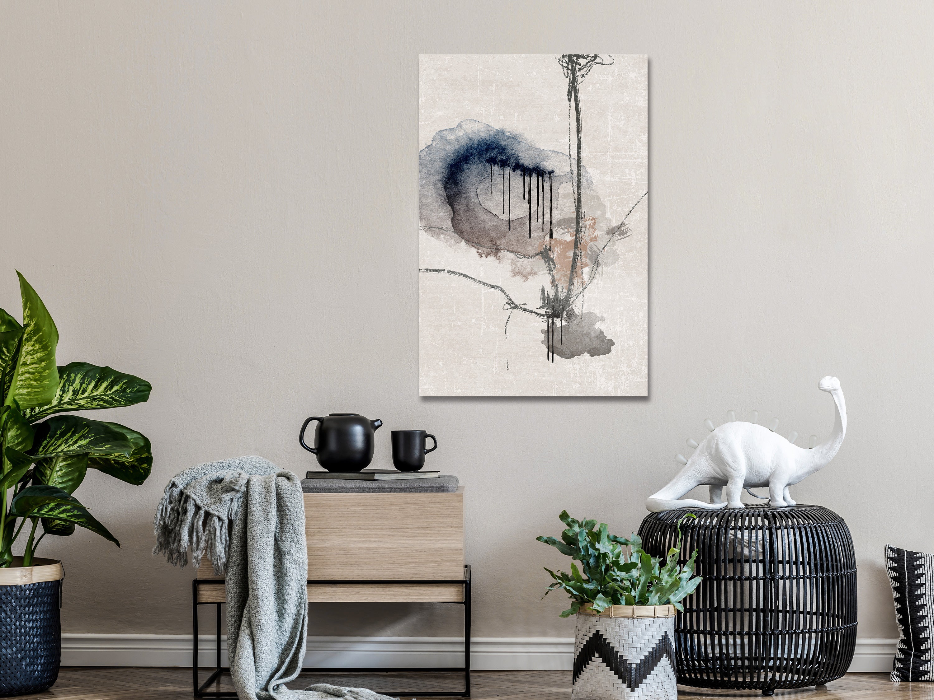 Watercolor Stained Glass Canvas Print in Abstract Style