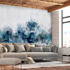 Abstract Wave Wall Mural with Blue Pattern