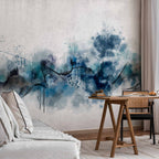 Abstract Blue Wave Minimalist Wall Mural