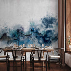 Abstract Wave Wall Mural with Blue Pattern