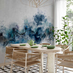 Abstract Blue Wave Minimalist Wall Mural