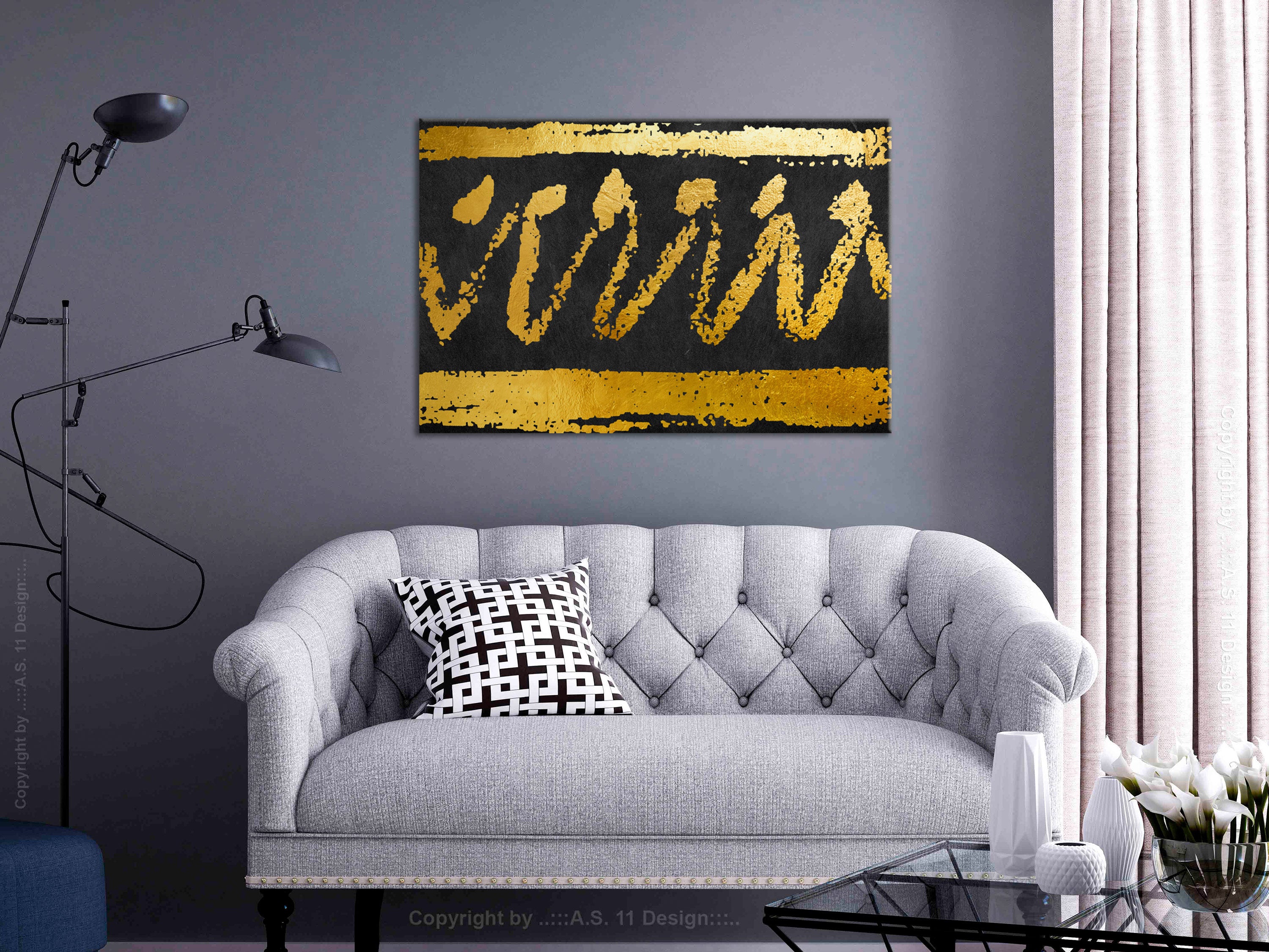 Canvas Print in Gold Reflective Abstract Style