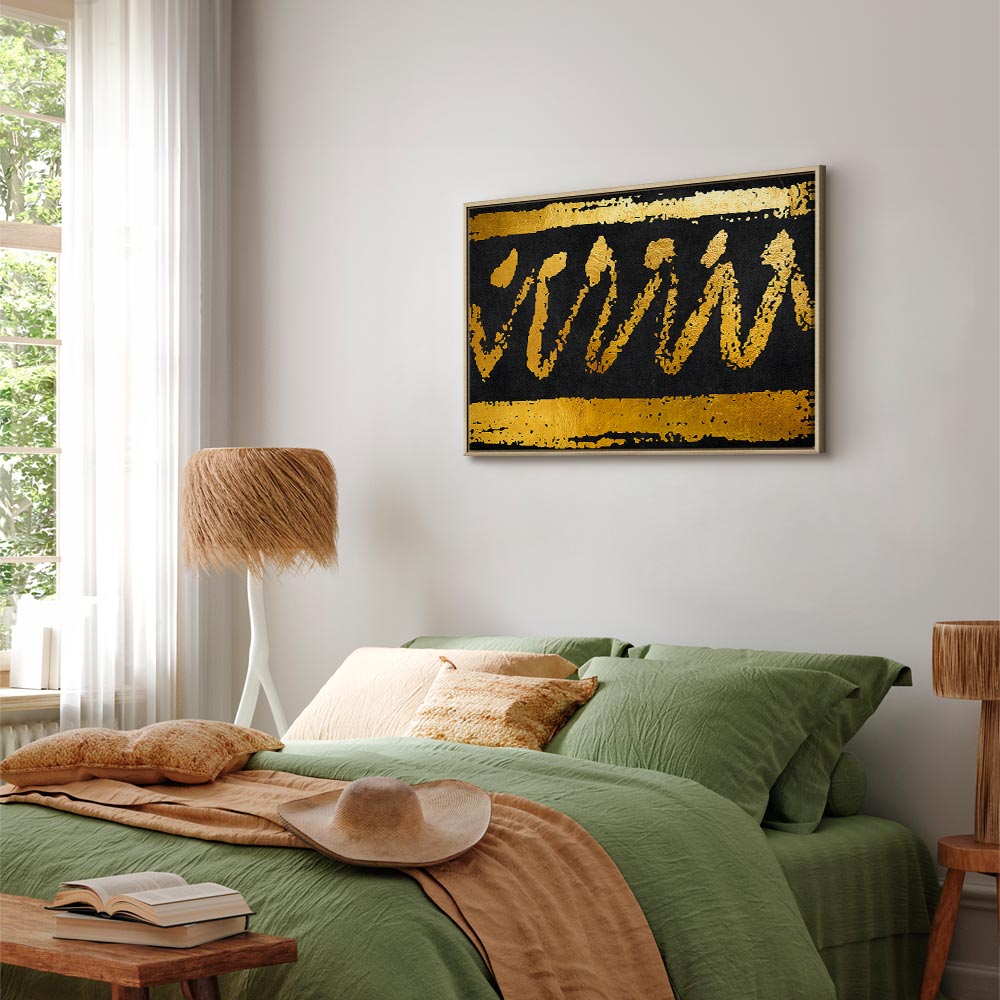 Abstract Gold Seal Wide Canvas Print