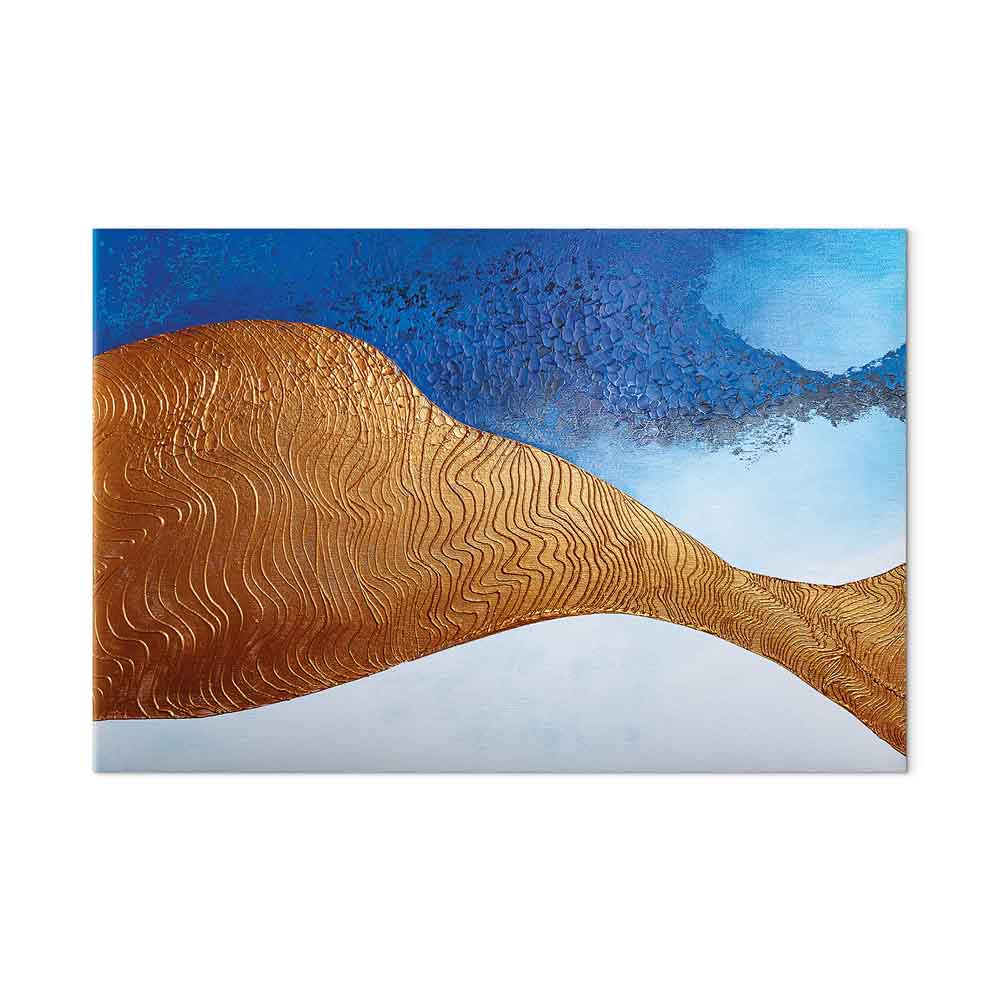 Indigo Abstract Ridge Wide Canvas Print