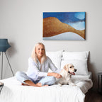 Indigo Abstract Ridge Wide Canvas Print