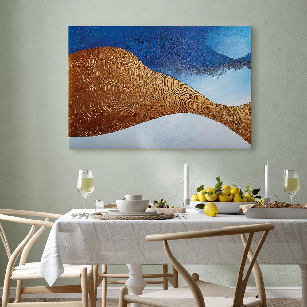 Indigo Abstract Ridge Wide Canvas Print