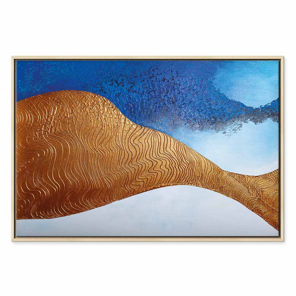 Indigo Abstract Ridge Wide Canvas Print