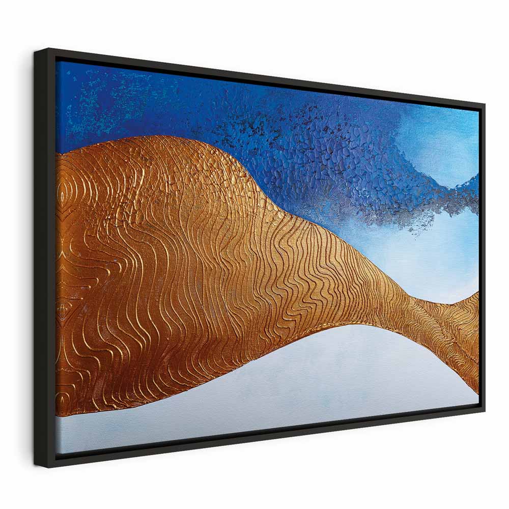 Indigo Abstract Ridge Wide Canvas Print